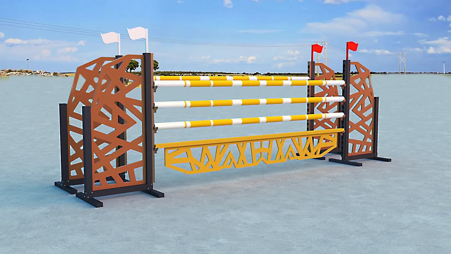Rendered designs for decorative show-jumping obstacles