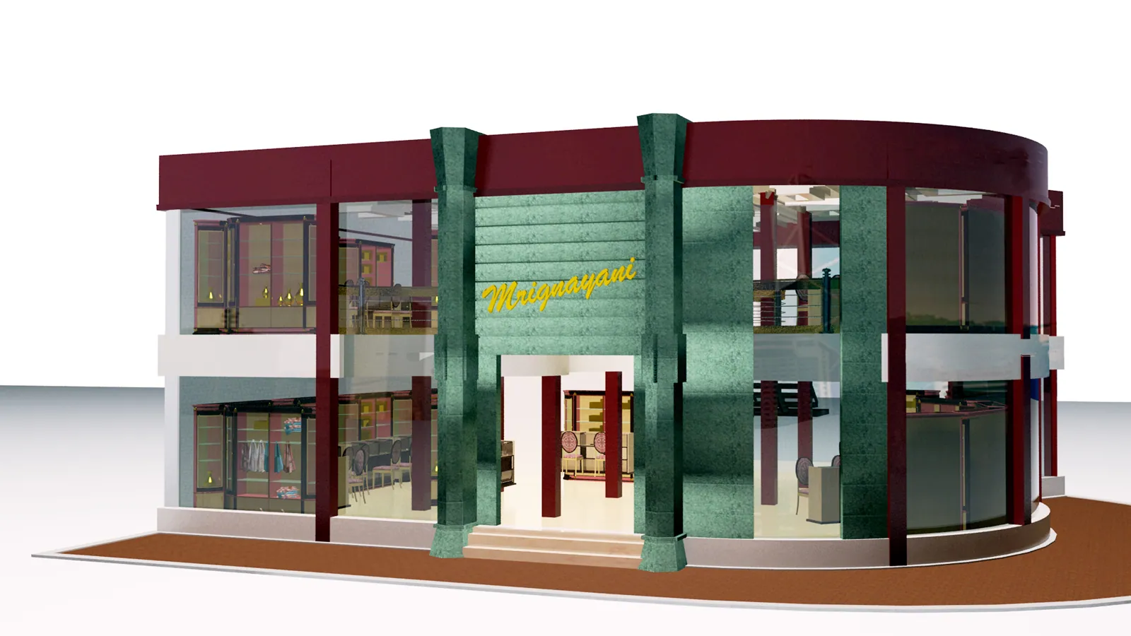 3D visualisation of the Mrignayani showroom facade